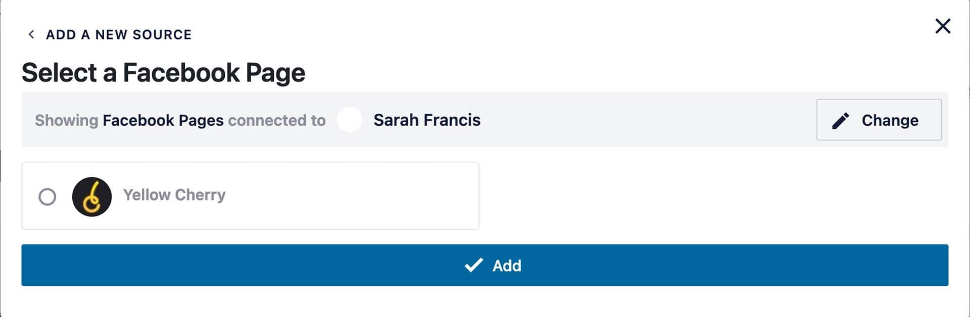 Add Account Pop Up Window